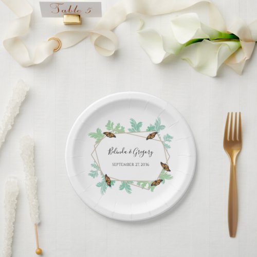 Elegant Monarch Butterfly Wedding  Paper Plates