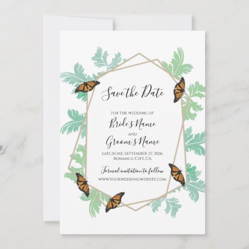 Elegant Monarch Butterfly Wedding Save The Date
