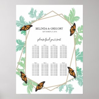 Elegant Monarch Butterfly Wedding Seating Chart