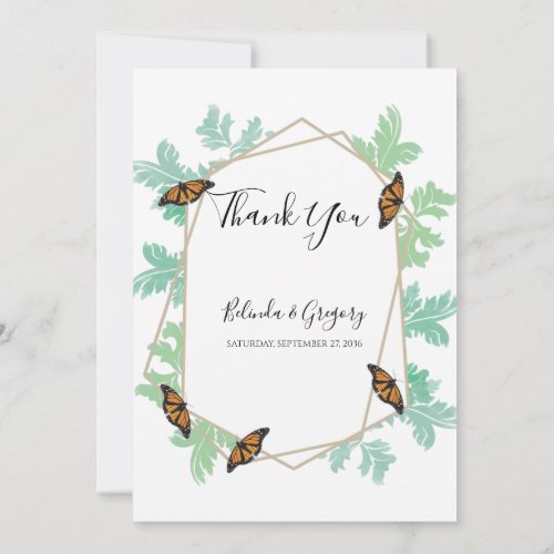 Elegant Monarch Butterfly Wedding Thank You Card
