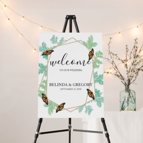 Elegant Monarch Butterfly Wedding Welcome Sign
