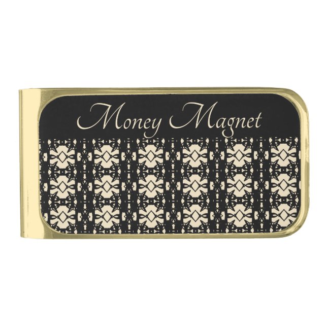 Elegant Money Magnet Black & Sand Gold Finish Money Clip (Front)
