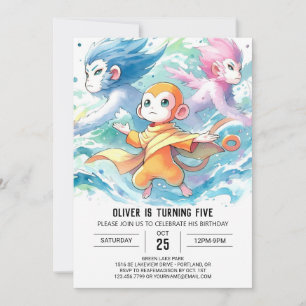 Elegant Monkey Birthday Invitation