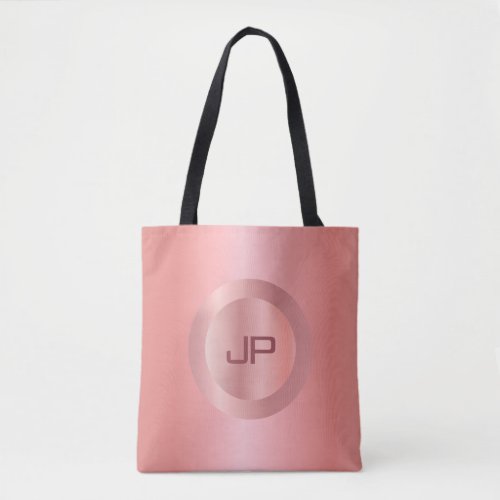 Elegant Mono gram Pink Rose Gold Modern Template Tote Bag