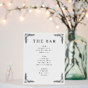 Elegant Monochromatic Bar Menu Sign