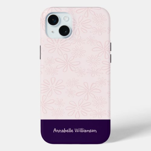 Elegant Monochromatic Blush Flower Pattern iPhone 15 Plus Case