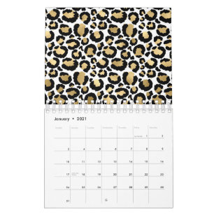 Elegant Monochromatic Leopard Spots Wild Glam Calendar