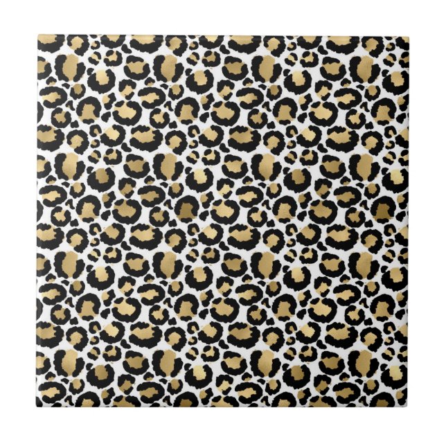 Elegant Monochromatic Leopard Spots Wild Glam Ceramic Tile (Front)