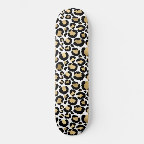 Elegant Monochromatic Leopard Spots Wild Glam Skateboard