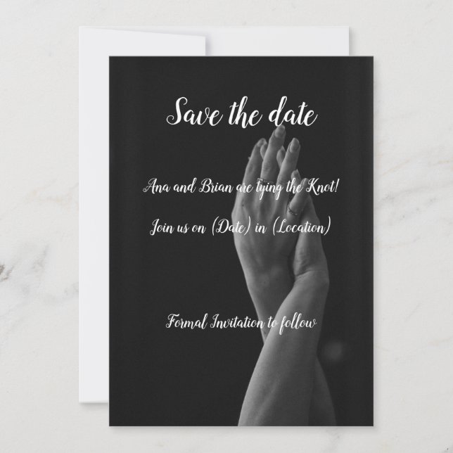 Elegant monochromatic Save the Date Card (Front)