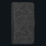 Elegant Monochromatic Vintage Paisley Pattern Samsung Galaxy S5 Wallet Case<br><div class="desc">Elegant monochromatic vintage paisley pattern. Changeable dark gray background color against black paisley.</div>