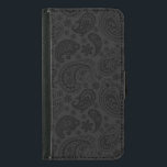 Elegant Monochromatic Vintage Paisley Pattern Samsung Galaxy S5 Wallet Case<br><div class="desc">Elegant monochromatic vintage paisley pattern. Changeable dark gray background color against black paisley.</div>