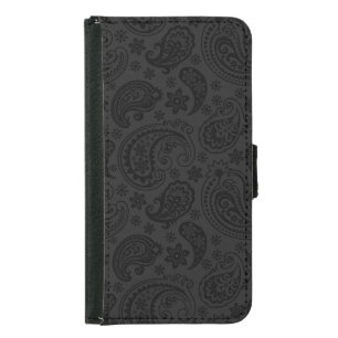 Elegant Monochromatic Vintage Paisley Pattern Samsung Galaxy S5 Wallet Case