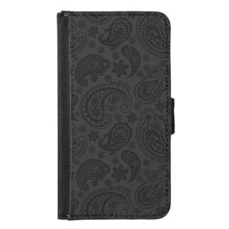 Elegant Monochromatic Vintage Paisley Pattern Samsung Galaxy S5 Wallet Case