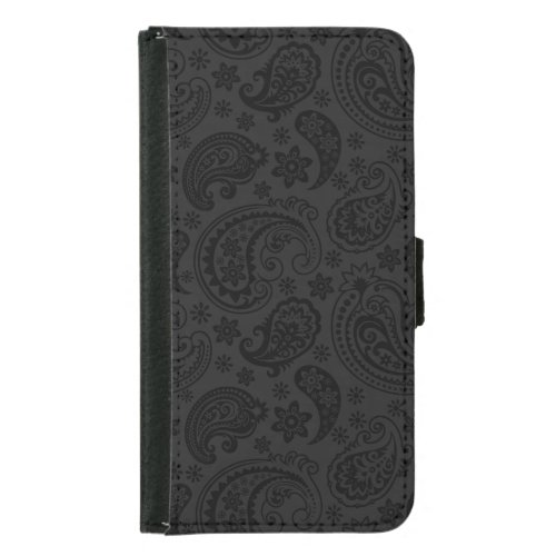 Elegant Monochromatic Vintage Paisley Pattern Samsung Galaxy S5 Wallet Case