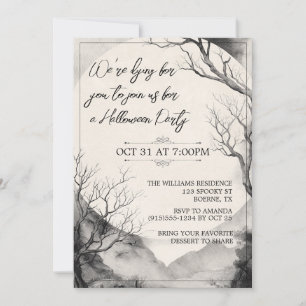 Elegant Monochrome Adult Halloween Invitation