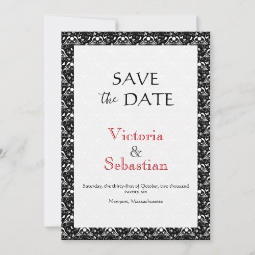 Elegant Monochrome Baroque Gothic Wedding Save The Date