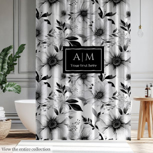 Elegant monochrome botanical shower curtain