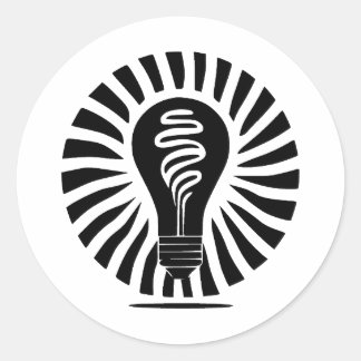 Elegant Monochrome Bulb Design Classic Round Sticker