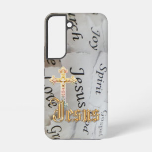 Elegant Monochrome Christian Pastel Cross Jesus Samsung Galaxy S22 Case