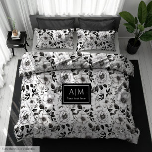 Elegant monochrome duvet cover for wedding gift