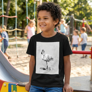 Elegant Monochrome Flamingo in Watercolor T-Shirt