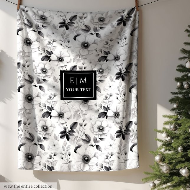 Elegant monochrome flowers blanket in grey hues (Elegant monochrome flowers blanket in grey hues)