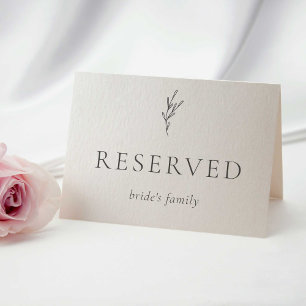 Elegant Monochrome Gray Reserved Bride's Family Cards