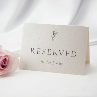 Elegant Monochrome Gray Reserved Bride's Family Cards