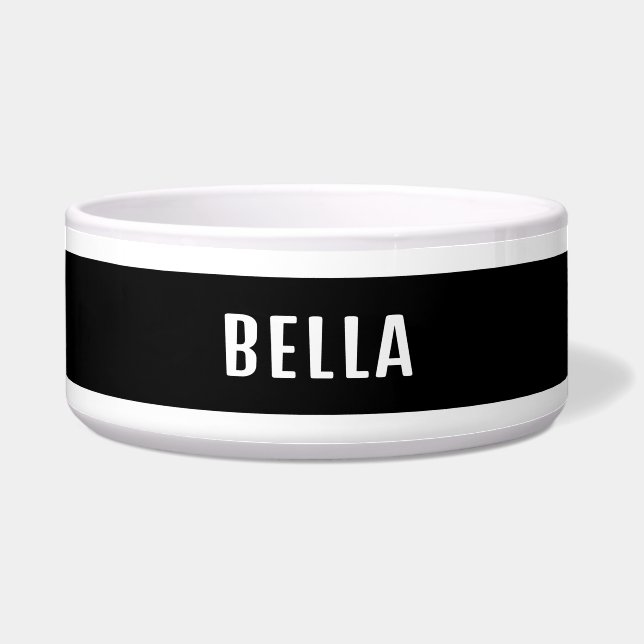 Elegant Monochrome Minimalist Personalized Bowl (Front)
