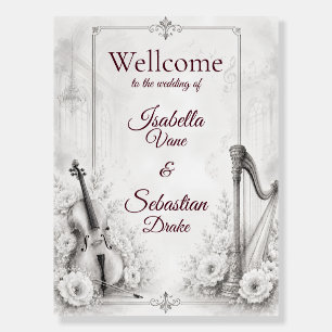 Elegant Monochrome Musical Wedding Foam Board