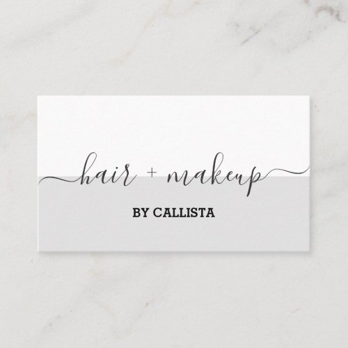 Elegant Monochrome Script Hair Makeup Business Card