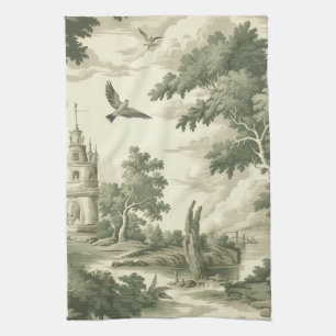 Elegant Monochrome Toile - Village & Balloon Kitchen Towel