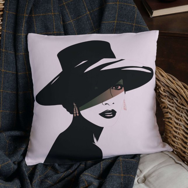 Elegant Monochrome Woman Silhouette  Throw Pillow (Creator Uploaded)