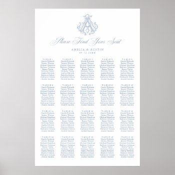 Elegant Monogram 20 Table Wedding Seating Chart by Wedding_Monograms at Zazzle