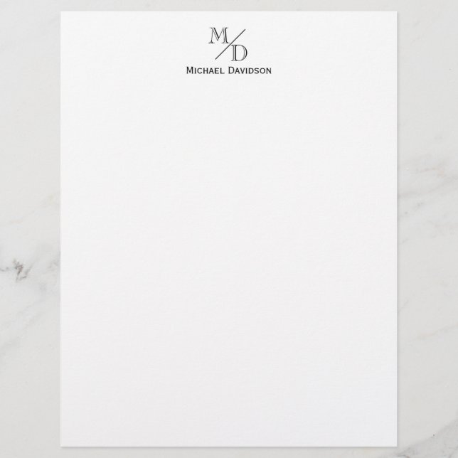 Elegant Monogram 2 Initial Professional Formal Letterhead (Front)