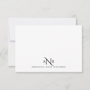 Elegant Monogram 3 Initial Name Note Card