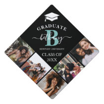 Elegant Monogram 5 Photo Graduation Cap Topper Elegant Monogram 5 Photo Graduation Cap Topper