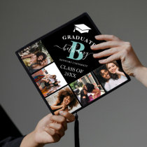 Elegant Monogram 5 Photo Graduation Cap Topper