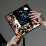 Elegant Monogram 5 Photo Graduation Cap Topper<br><div class="desc">This elegant monogram graduation cap topper features a black background with a 5 photo collage of the graduate,  a white graduation cap ,  class year,  school and initial and name in handwritten calligraphy script.</div>