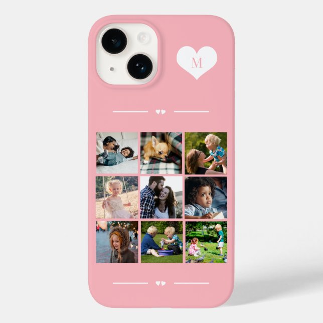 Elegant monogram 9 photo collage Case-Mate iPhone case (Back)