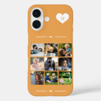 Elegant monogram 9 photo collage orange