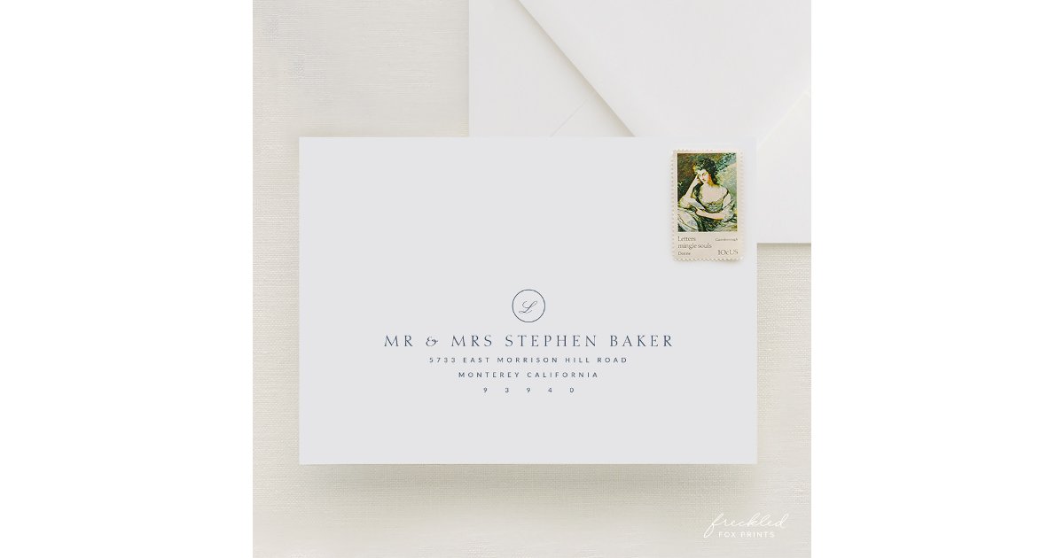 Elegant Monogram A7 Wedding Envelope | Zazzle