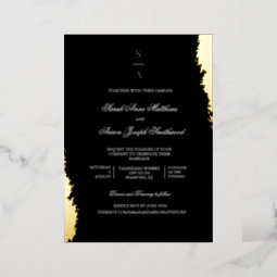 Elegant Monogram All in One Wedding Gold Foil Invitation | Zazzle