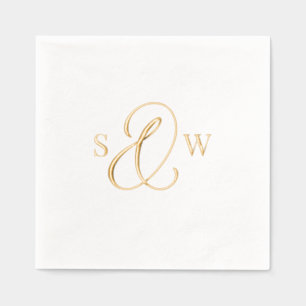 Elegant Monogram Ampersand Luxe Wedding Gold Foil Napkins