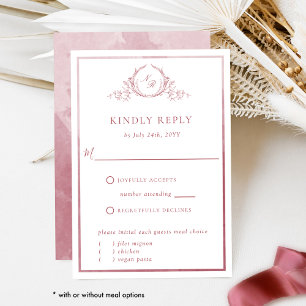 Elegant Monogram and Burgundy Watercolor RSVP Card