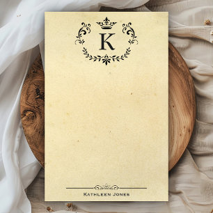 Elegant Monogram and Name Custom Vintage Paper