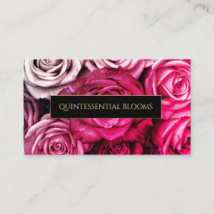 Elegant Monogram And Pink Roses Florist Business Card