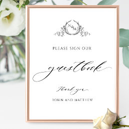 Elegant Monogram and Script Wedding Guestbook Sign