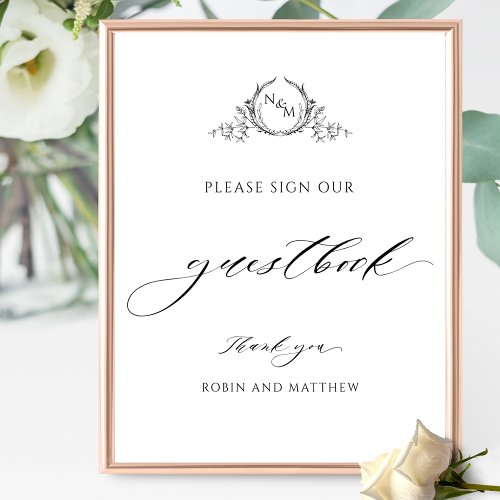 Elegant Monogram and Script Wedding Guestbook Sign